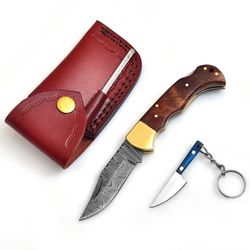 Damascus steel pocket knives Handmade Gift Folding Knife 6.5'' Small Pocket Knife for Outdoor, Camping, Hunting Back