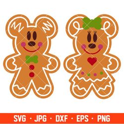 Layered Mickey & Minnie Gingerbread Svg, Christmas Svg, Disney Christmas Svg, Santa Claus Svg, Cricut, Silhouette Vector