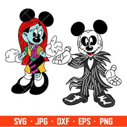 Jack and Sally Mickey & Minnie Bundle Svg, Halloween Svg, Spooky Season Svg, Disney Svg, Cricut, Silhouette Vector