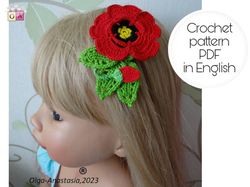 Hairpin brooch on head or clothes pattern ,  crochet pattern , crochet motif , crochet flower pattern , bag crochet