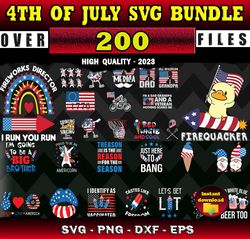 200 4TH  OF  JULY  SVG  BUNDLE - SVG, PNG, DXF, EPS Files For Print And Cricut