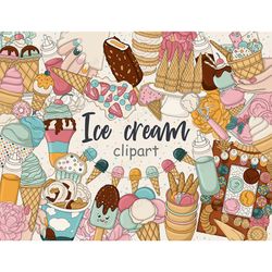 Ice Cream Clipart | Retro Groovy Graphics Set