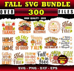 300 FALL  SVG  BUNDLE - SVG, PNG, DXF, EPS, PDF Files For Print And Cricut