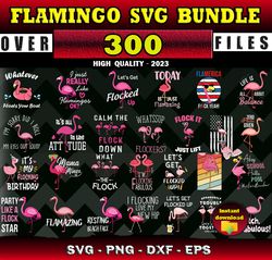 300 FLAMINGO SVG Bundle - SVG, PNG, DXF, EPS, PDF Files For Print And Cricut