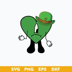 Bunny Heart Leprechaun Hat Svg, St Patrick's Day Svg, Bad Bunny Lucky Svg, Png Dxf Eps File