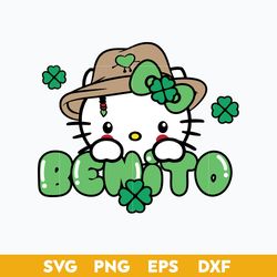Benito Lucky Svg, Kitty Bad Bunny St Patrick Day Svg, Kitty Cat Lucky Svg, Png Dxf Eps File