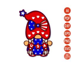 Layered Patriotic Gnome Mandala SVG For Cricut