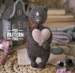 Pattern Crochet skunk Amigurumi Animals, Crochet Heart , Lovely toys