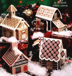 The Little Village Plastic Canvas Vintsge cross stitch pattern PDF Classic Holiday Designs Instant Downloa