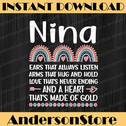 A Heart Of Gold Nina Grandmother Appreciation Nina Grandma Happy Mother's Day PNG Sublimation Design