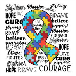 Colored Puzzle Ribbon Svg, Autism Svg, Ribbon Svg, Colored Puzzle Svg, Brave Svg, Courage Svg, Autism Puzzle Svg, Autism