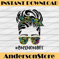 Messy Hair Bandana Sunglasses BMX Mom Life Mother's Day Happy Mother's Day PNG Sublimation Design