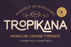 Tropikana Monoline Vintage Typeface Trending Fonts - Digital Font