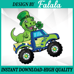 St Patricks Day Cute Dinosaur Monster Truck Gift Kids Boys Png, Patrick Day Png, Digital download