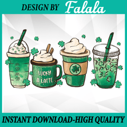 Lucky Latte At St Patricks Day For Coffee Addict Png, St Patrick Clipart, Patrick Day Png, Digital download