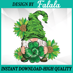 Happy St Patrick's Day Gnome with Leopard Sunflower Shamrock Png, Patrick Day Png, Digital download