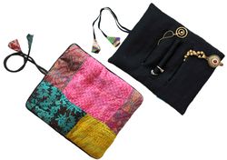Kantha Jewelry roll I Jewelry case I Jewelry Organizer/Pouch I Gift for Her I Bridesmaids Gift I Thanksgiving I Silk Kan