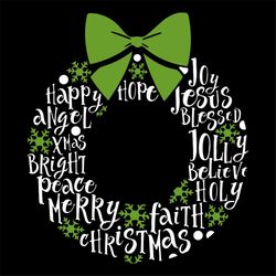 Christmas Wreath Svg, Christmas Svg, Green Knot Svg, Peace Svg, Angel Svg, Blessed Svg, Believe Svg, Faith Svg, Holly Sv