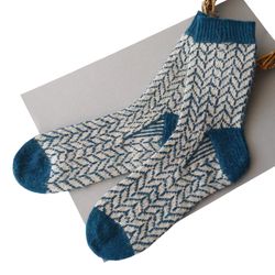 Alpaca socks for men.  Hand knit wool socks. Winter gift for him.