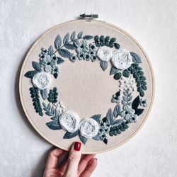olivia floral hand embroidery pdf pattern floral wreath embroidery pattern