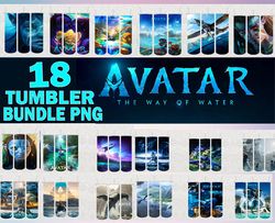 18 Designs Avatar 2 Tumbler Bundle, The Way Of Water Png, Straight Tumbler Wrap Png