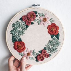 sophia floral hand embroidery pdf pattern floral wreath embroidery pattern