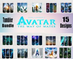 15 Designs Avatar 2 Tumbler Bundle, The Way Of Water Png, Straight Tumbler Wrap Png