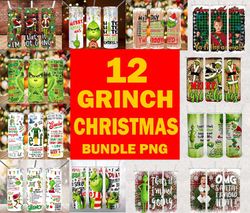 12 The Grinch Christmas 20oz Skinny Tumbler Sublimation Designs for Straight