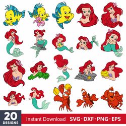 Layered Ariel Little Mermaid Svg Bundle, Instant Download, Bundle For Cricut, Silhouette Vector SVG PNG DXF Cut File