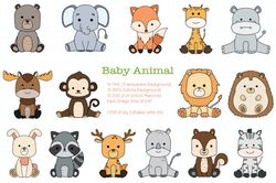 Cute Baby Animal SVG Clipart ,  EPS  ,  SVG  ,  PNG  ,  JPG , digital download