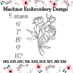 Embroidery design flower peony