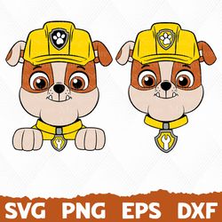 Rubble svg, Rubble Paw Patrol svg, Dog Patrol svg, Patrol Dog png, Dog Patrol logo, Cartoon Dog SVG