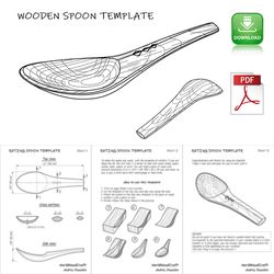 Spoon carving template pdf Wooden spoon carving design Wood spoon template printable Spoon carving pattern for beginners
