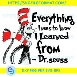 Everything I Need To Know I Learned From Svg, Dr Seuss Svg, Dr Seuss Reading Svg, Reading Book Svg, Book Svg,