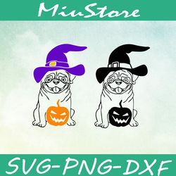 Pug Halloween Svg, Pug Witch Svg,png,dxf,cricut