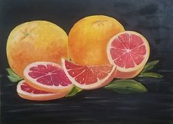 Painting with Oranges Original Art Oil Painting Still Life Fruit Oil Painting as a Gift