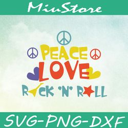peacce love rock and roll svg, hippie logo svg,png,dxf,cricut