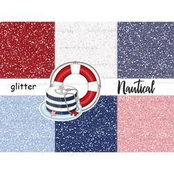 Nautical Glitter Paper | Red And Blue Background