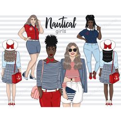 Nautical Clipart | Travel Girl Illustration Set