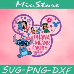 Mickey Head Ohana Means Family Lilo And Stitch SVG,png,dxf,cricut