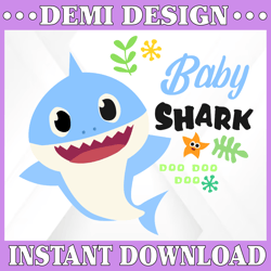 Baby Shark SVG, Cricut Cut files, Shark Family doo doo doo Vector EPS, Silhouette DXF, Design for tsvg , clothes, Baby
