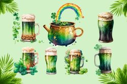 St Patricks Day Beer Watercolor Bundle by Designanytran