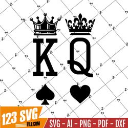 King, Queen Couple SVG Valentine's Day 14 February , Couple Matching Playing Cards Design PNG, | Clipart, Vector, Png Di