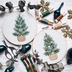 christmas tree hand embroidery pdf pattern botanical embroidery pattern