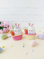 Crochet Easter Bunnies in the baskets