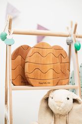 Easter Egg Stacker, Neutral Montessori Toys, Baby Easter Gift, Motor Skill Toys, Child Easter Basket, Kids Room Decor