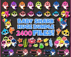 2400 file Baby Shark bundle SVG, Baby Shark bundle svg eps dxf png, for Cricut, vector file, digital, Instant Download