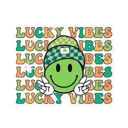 Retro Lucky Vibes SVG Groovy Smiley Patricks Day SVG Cutting Files