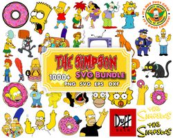 1000 Simpsons Clip Art bundle, Simpsons SVG cut files for Cricut, Silhouette, PNG, DXF, instant download