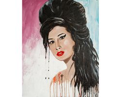 Amy Winehouse portrait original acrylic painting on canvas famous singer artwork abstract Pop art woman portrait